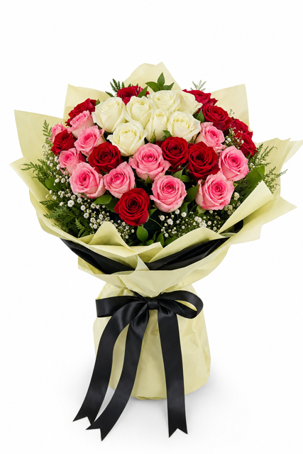 Buchet imens trandafiri mix color