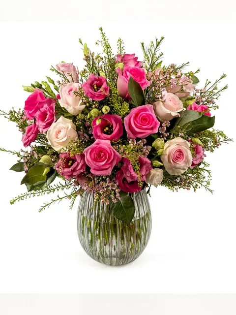 Buchet vesel cu trandafiri roz (Large)
