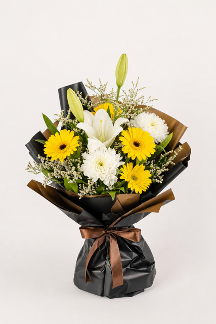 Buchet crizanteme si crini